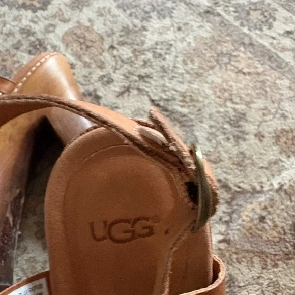 Elegant Brown Women's Sandals, UGG Naima Beaded Wooden plataform Sandals - Picture 4 of 6